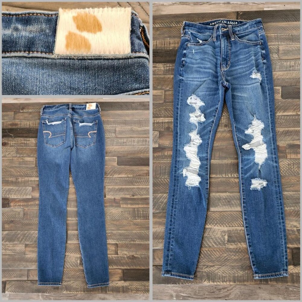 American Eagle distress super hi-rise jeggings - THE DREAM JEAN Size 2